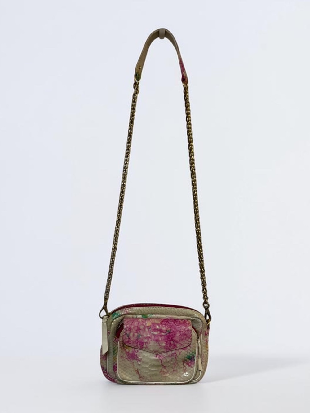 Claris Virot Charly Python Tie Dye Multicolor Gold Chain Purse Bag